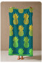 Green Background Yellow Pineapple Patterned 70X150 Beach Towel - Digital Printed Fade-Resistant Bath Towel - 3