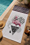 Black Pink Striped Flamingo Patterned 70X150 Beach Towel - Digital Printed Bath Towel - 2
