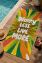 Green Orange Worry Less Written Tropical Patterned 70X150 Beach Towel - Digital Printed Fade-Resistant Bath Towel - 3