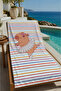 Colorful Striped Cute Capybara Patterned 70X150 Beach Towel - Digital Printed Fade-Resistant Bath Towel