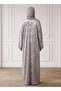 Silver Mist Metallic Textured Satin Abaya - 4