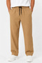 Men's 2-Piece Wrinkled Fabric Elastic Waist Lace-Up Wide Leg Trousers - White/Mink - 3