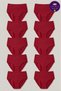 Pack of 10 Red Women's High Waist Cotton Gathering Panties in Plus Size - with Sleep Band Gift
