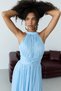 Baby Blue Halter Neck Chiffon Fabric Evening Dress with Waist Corset - 5
