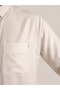 Mixed Fabric Quarter-Length Gown – Plain Collar, Plain Sleeves - 2