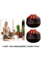 2 Pieces Fireplace Design USB Led Lighted Air Humidifier, Aromatherapeutic Air Diffuser, Censer, Night Lamp with Mist Spray, 300 ml 10X10X10,3Cm Dark Brown
