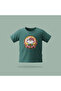 Kids' Kitty Yoga Patterned Printed T-Shirt 100% Cotton Single Jersey Fabric - Green