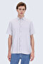 Gray Comfort Fit Button down Collar 100% Cotton Short Sleeve Shirt