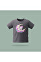 Children's Kitty Moon Patterned Printed T-Shirt 100% Cotton Single Jersey Fabric - Anthracite