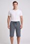 Men's Navy Blue Striped Patterned Combed Cotton Modal Capri