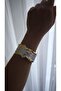 Brass Plated Wave Form Detailed Handcuff Bracelet - 4