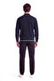 Men's Regular Fit Contrast Color Half Zipper Collar Long Sleeve Navy Blue Sweater - 3