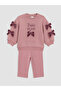 Pink Printed Baby Girl Sweatshirt and Leggings Set - 2