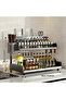 Double-layer Carbon Steel Spice Rack, Multi-functional Storage Shelf with Chopstick Holder & Knife Slots - 2