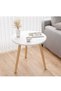 Modern Round Coffee Table – Scandinavian Style Elegant white tabletop with natural wooden legs, offering a clean minimalist look that complements modern living rooms, bedrooms, lounges, apartments, of - 4