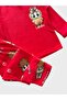 Girls-Boys Red Character Patterned Fleece Crew Neck Eye Patch Winter Pajama Set - 3