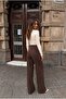Women's Stretch Fabric Palazzo Brown Cut Pants - 4