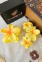 Set of 2 Matte Yellow Orange Ombre Floral Lotus Hair Clips - Summer Hawaiian Flower Hair Clip