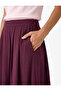 Modal Viscose Fabric Pleated Side Pockets Flared Cut Midi Skirt - 4