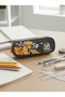 Anime Style Pencil Case for Kids, Large Capacity Multi-Function School Stationery Organizer, Black & Yellow - 2