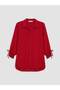 Red Women's Shirt with Tie at the Sleeve Cuff