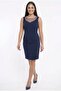 Women's Tulle Detailed Lined Plus Size Crepe Dress - 3