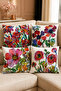 Decorative Floral Pattern Throw Pillow Cover Set - Modern Living Room and Sofa Decor, Set of 4 (Double-Sided)