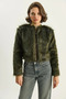 Women's Faux Fur Lined Emerald Green Coat - 5