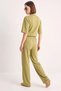 Women's Ribbed Half Sleeve T-Shirt with Elastic Collar and Wide Leg Pants in Pistachio Green Set - 6