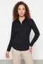 Women's Tie-Dye Detailed Waist-Fitted Cotton Shirt Dg Black - 4