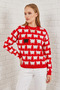 Women's Sheep Patterned Knitwear Red and White Sweater - 2