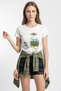 Women's Handmade Embroidered Bicycle Printed Premium Design Cotton T-Shirt White - 6