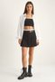 Women's Belt Detailed Pleated Mini Skirt with Shorts De Black