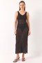 Women's V-Neck Slit Detailed Openwork Black Dress - 7