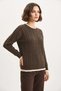 Women's Crew Neck Hair Knit Patterned Ripped Cuff Detailed Knitwear Brown Sweater - 8