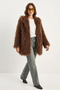 Women's Double Button Detailed Hooded Lined Tibetan Brown Coat - 3