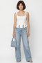 Women's Polka Dot Rope Detailed Corset White Blue Blouse