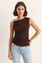 Women's Saran Acı Brown Blouse with Metal Accessories and Waist Draping Detail - 2