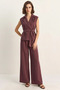 Women's Double-Breasted Collar Belted Classic Vest High-Waisted Palazzo Plum Trousers Set - 6