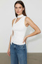 Women's White Blouse with Halter Neck and One-Shoulder Drawstring Detail - 2