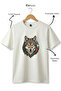 Wolf Figured Turkey Flag Gray Wolf Alpha Turkish Flag Printed 100% Cotton Crew Neck Basic Tshirt