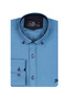 Men's Turquoise Color 97% Cotton Lycra Long Sleeve Sports Shirt with Contrast Detail on Sleeves and Collar - 8