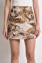 Women's Patterned Denim Mini Skirt De Cream Yellow - 7
