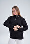 Black High Collar Zippered Oversize Sweatshirt - 2