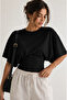 Waist-Fitted Wide Sleeve Natural 100% Viscose Blouse T-Shirt