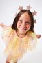 Le Mabelle Girls' Star Printed Layered Tulle Dress Yellow - 3