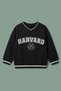 Unisex Kids' V-Neck College Printed Sweatshirt with Stripe Detail