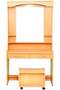 AL WADI FURNITURE Large Wooden Dresser | Dressing Table | Vanity Table | Makeup Table with Mirror and Stool, Lockable Two Front Drawers, Beige 175 x 80 x 38 cm - 3