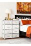 8-Drawer Fabric Dresser, Double-Row 5-Tier Storage Cabinet Organizer for Bedroom & Living Room, Sturdy Steel Frame with Easy-Pull Fabric Bins (White) - 6
