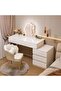 -Long Vanity Desk, Dressing Table Set, White Makeup Table, 100cm Makeup Vanity Desk, Large Dresser Desk with Storage Drawer and Cabinet, Vanity Table for Bedroom (100*40*60cm)